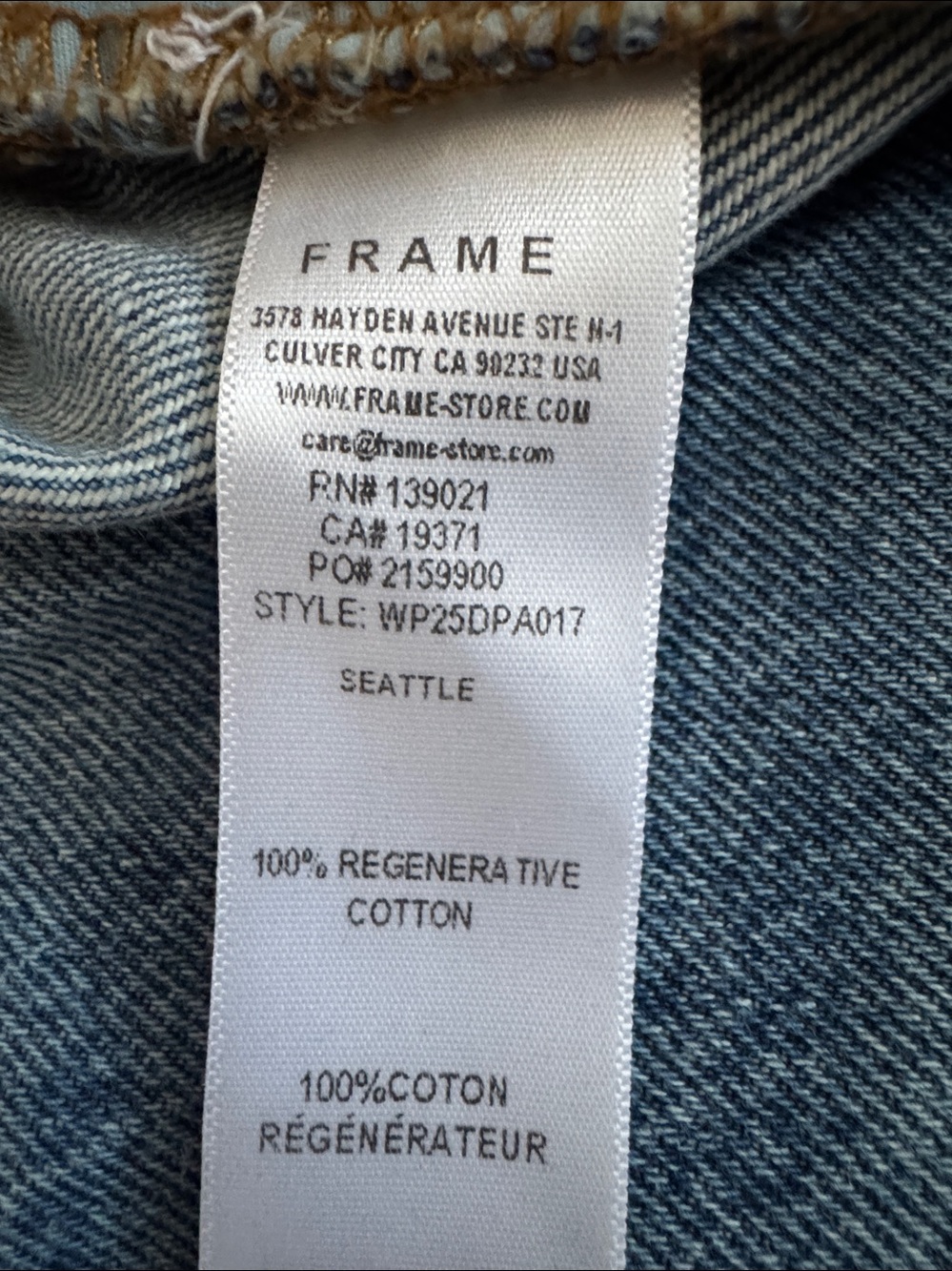 NWT Size 27 - FRAME The Hang 100% Cotton Mid Rise jeans in Seattle (NWT US$ 298) - Picture 14 of 16